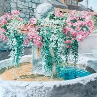 La fontaine fleurie 50x60